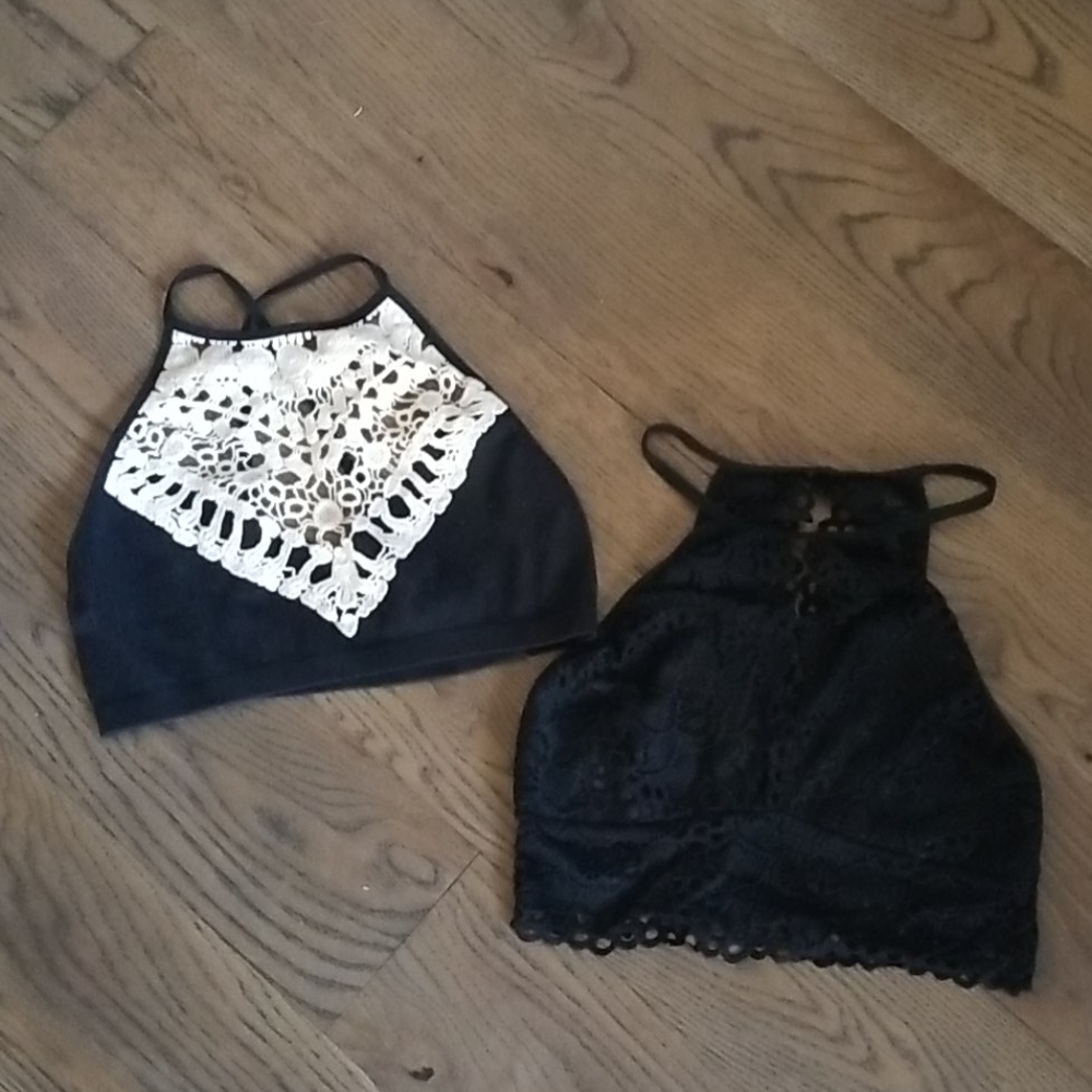 2 adorable halter crop tops